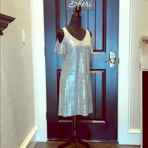 S. Lenine cold shoulder silver/metallic mini-dress